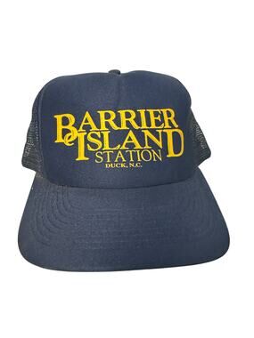 Barrier Island Station Duck, N. C. Travel Location Vintage Navy Trucker Hat
